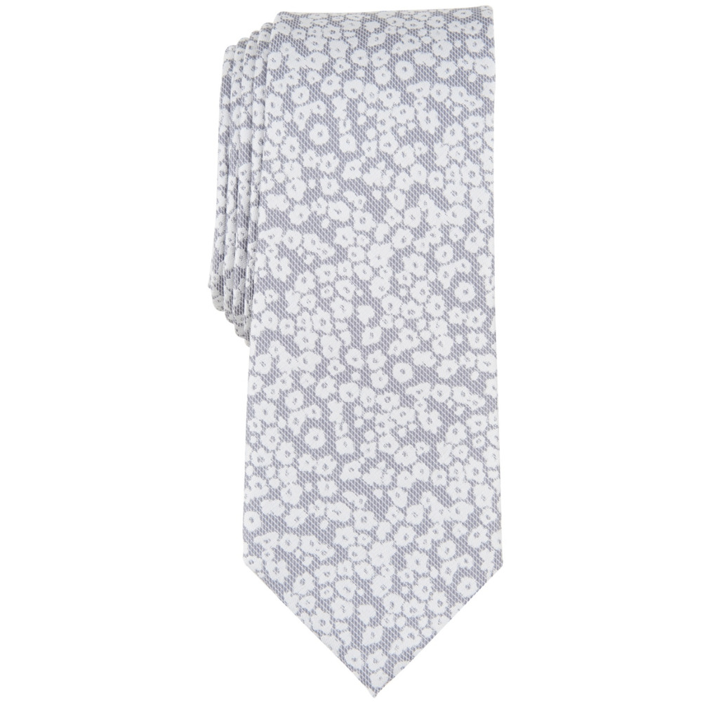 Bar III Men Brennan Floral Tie Silver